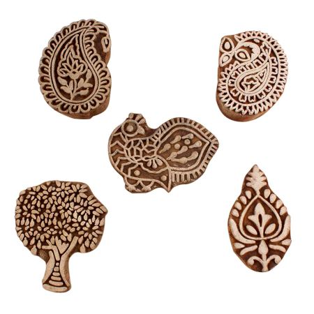 Set of 5 Piece New Mix Wooden Printing Blocks